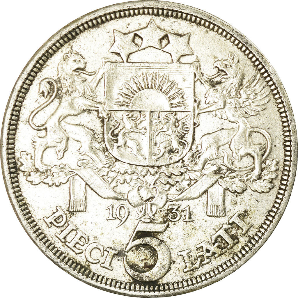 Monnaie, Latvia, 5 Lati, 1931, TTB, Argent, KM:9