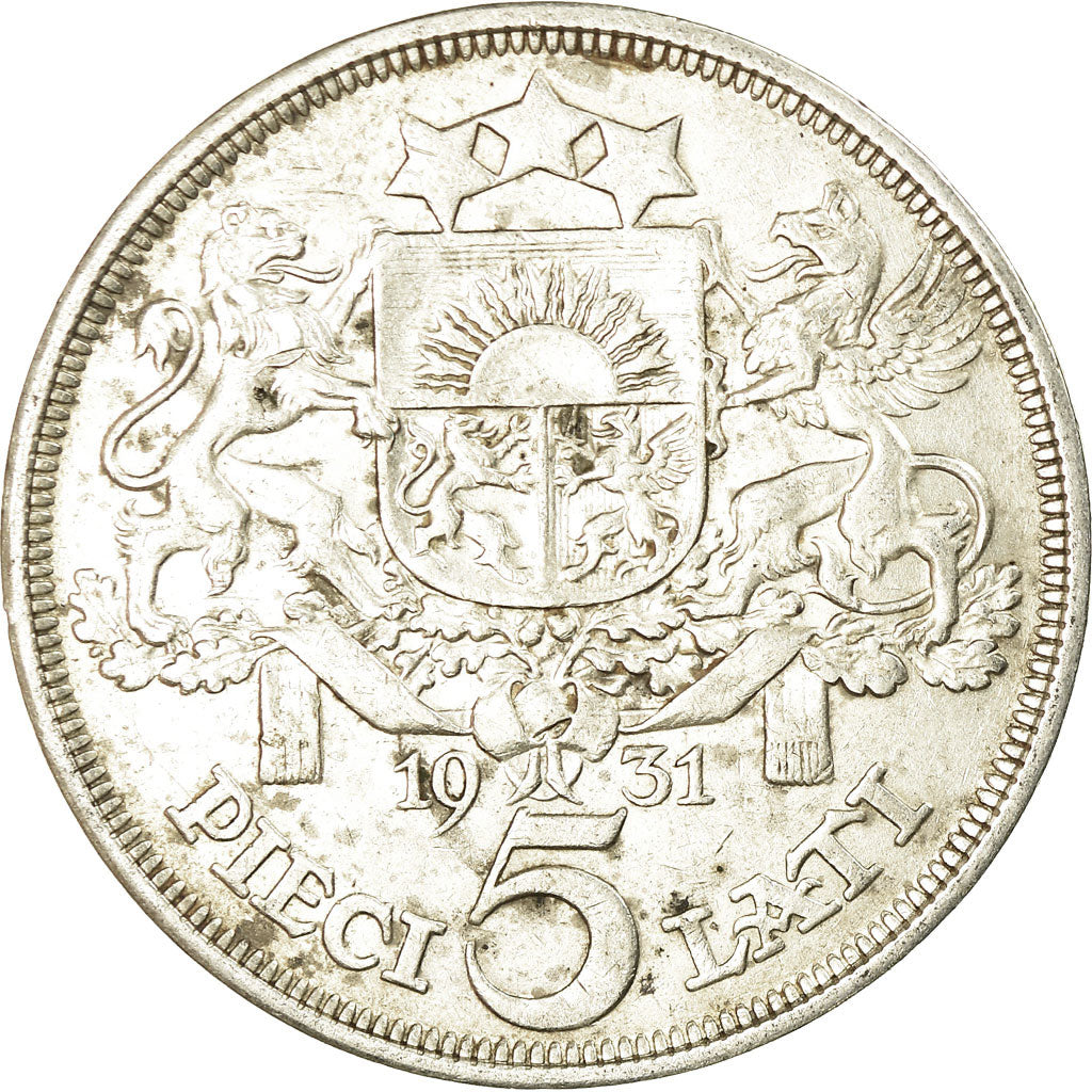 Monnaie, Latvia, 5 Lati, 1931, TTB, Argent, KM:9