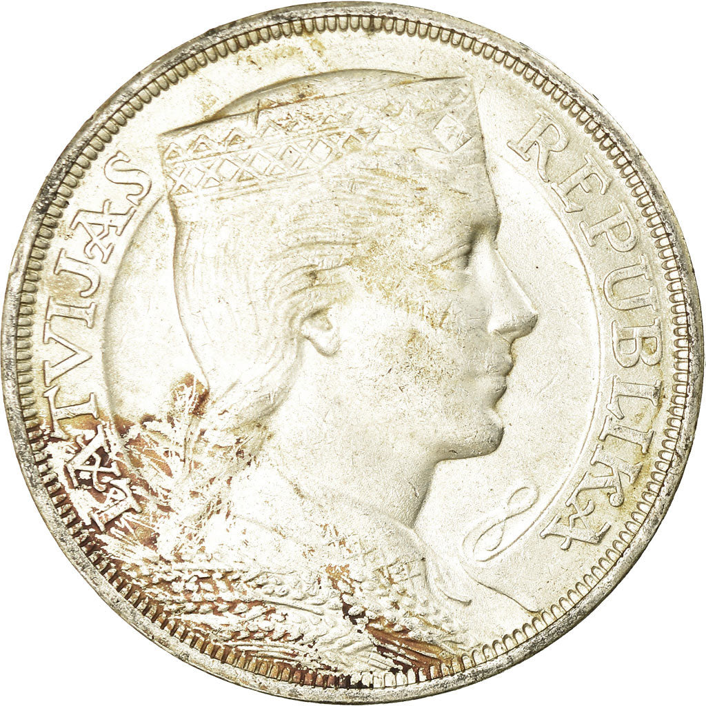 Munten, Letland, 5 Lati, 1931, ZF, Zilver, KM:9
