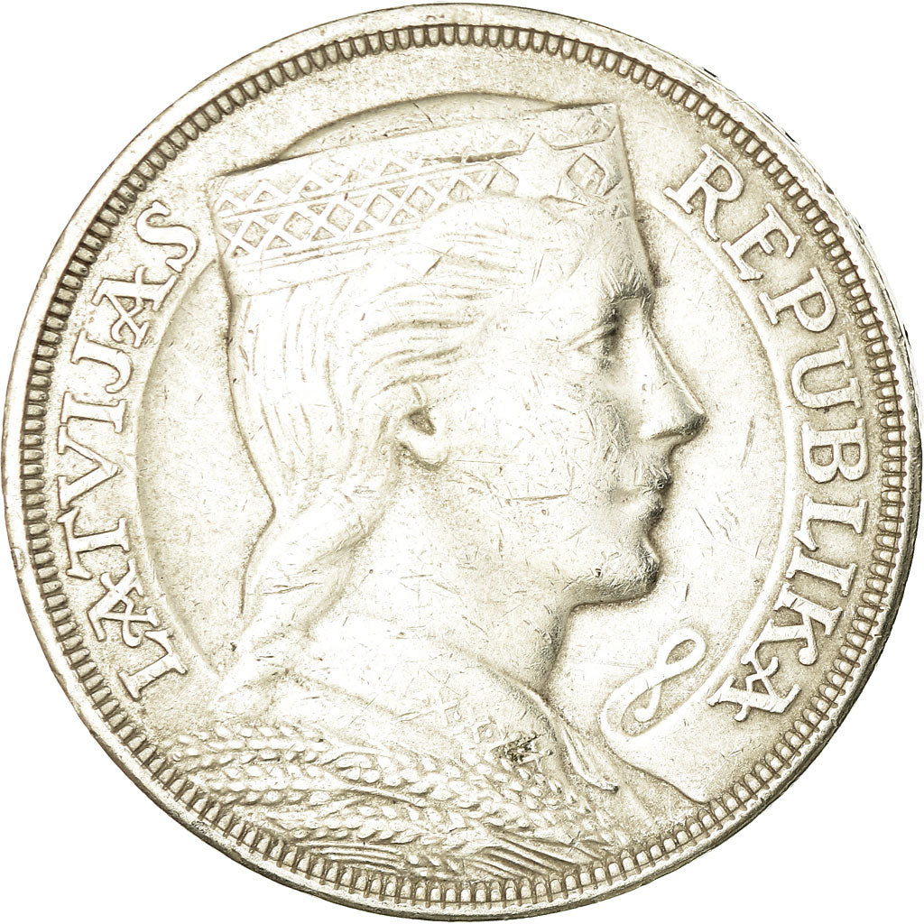 Coin, Latvia, 5 Lati, 1931, EF(40-45), Silver, KM:9