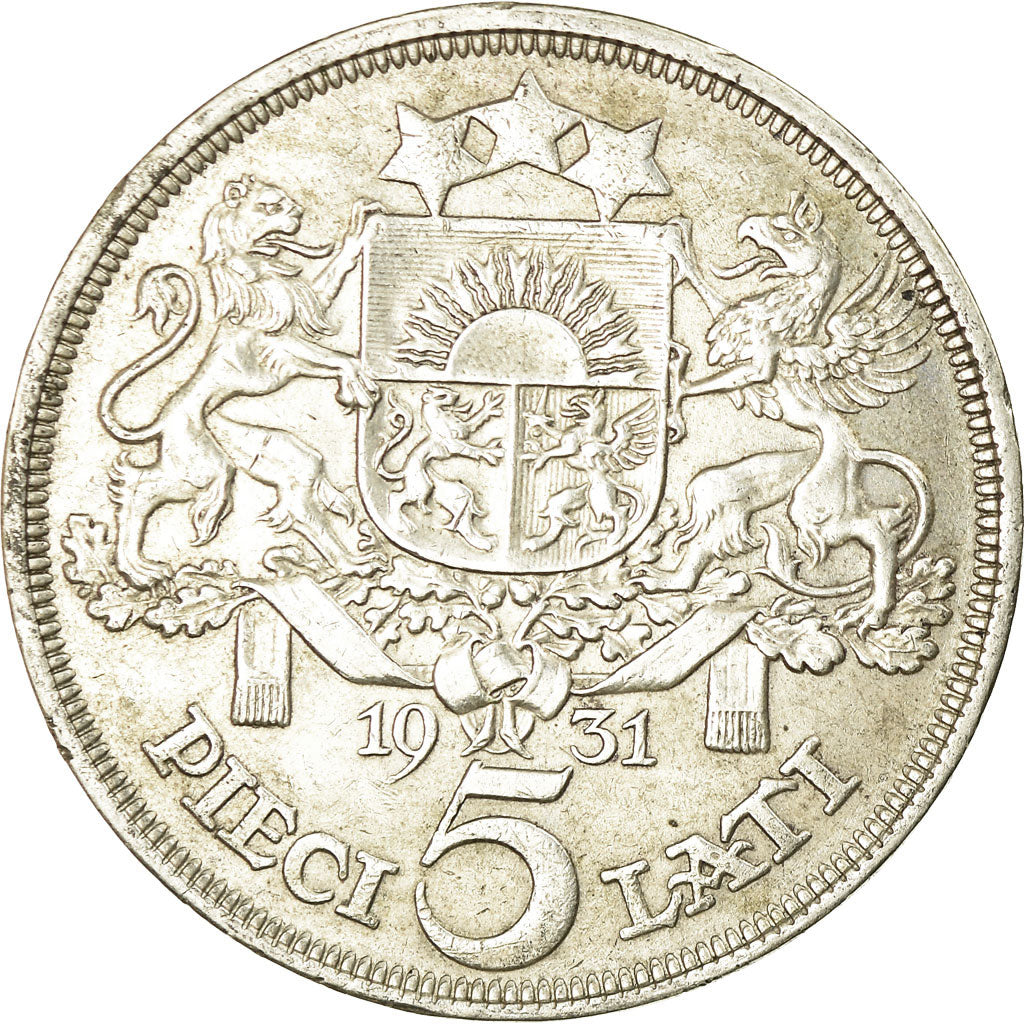 Monnaie, Latvia, 5 Lati, 1931, TTB, Argent, KM:9