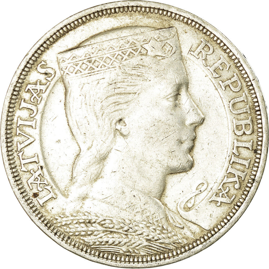 Coin, Latvia, 5 Lati, 1931, AU(50-53), Silver, KM:9