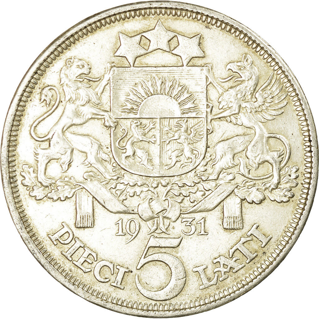 Monnaie, Latvia, 5 Lati, 1931, TTB+, Argent, KM:9