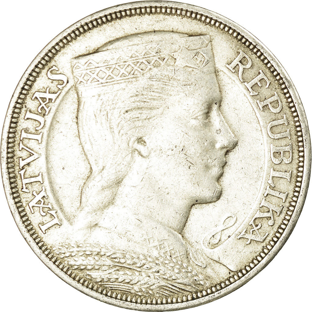 Coin, Latvia, 5 Lati, 1931, AU(50-53), Silver, KM:9