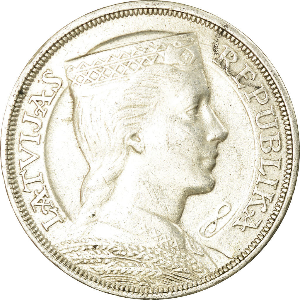 Coin, Latvia, 5 Lati, 1931, AU(50-53), Silver, KM:9