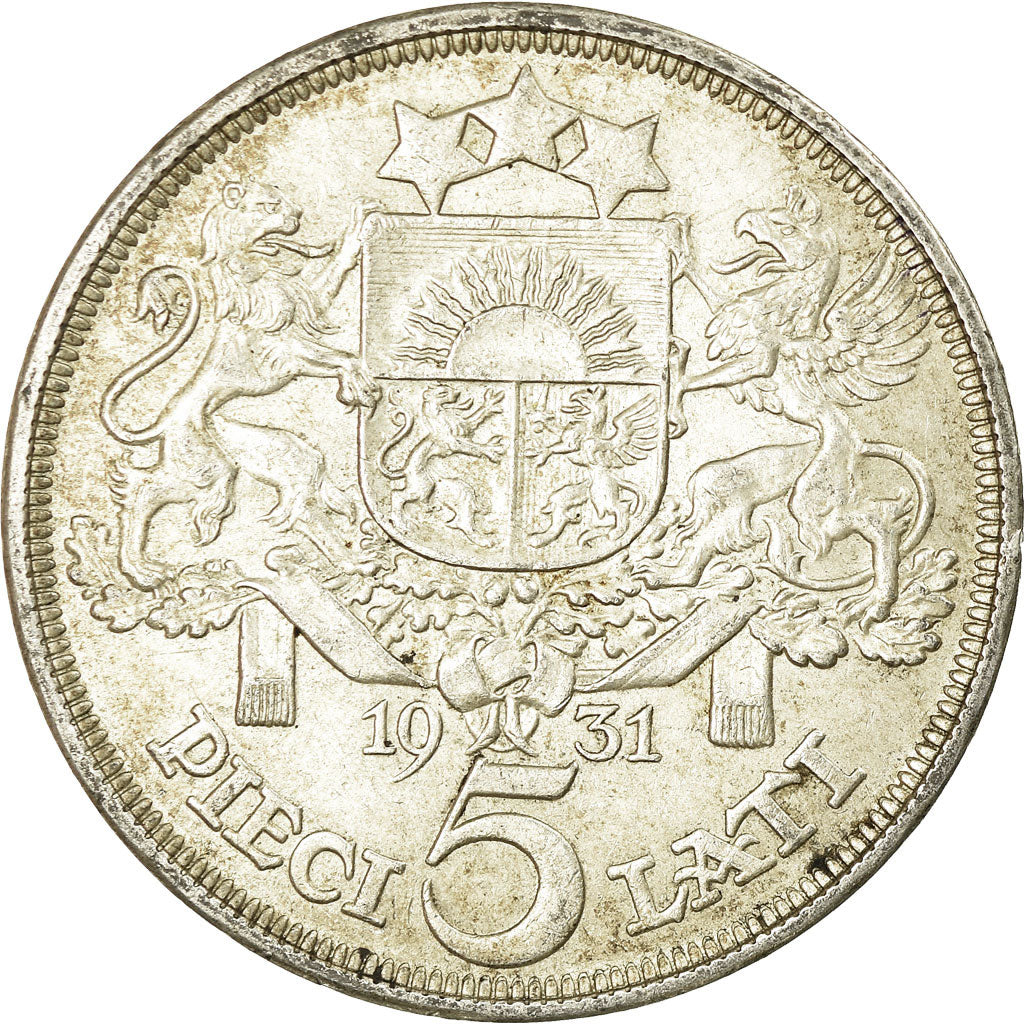 Monnaie, Latvia, 5 Lati, 1931, TTB+, Argent, KM:9