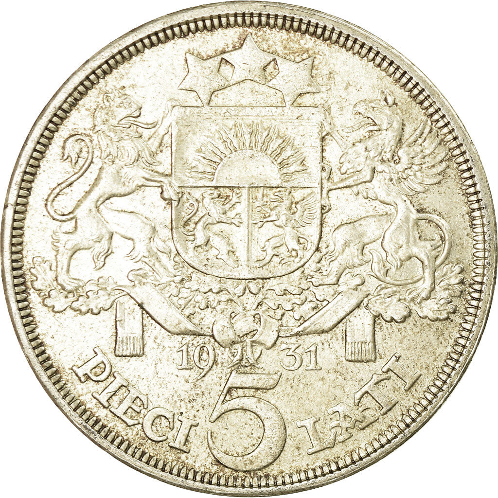 Moneta, Lettonia, 5 Lati, 1931, BB+, Argento, KM:9
