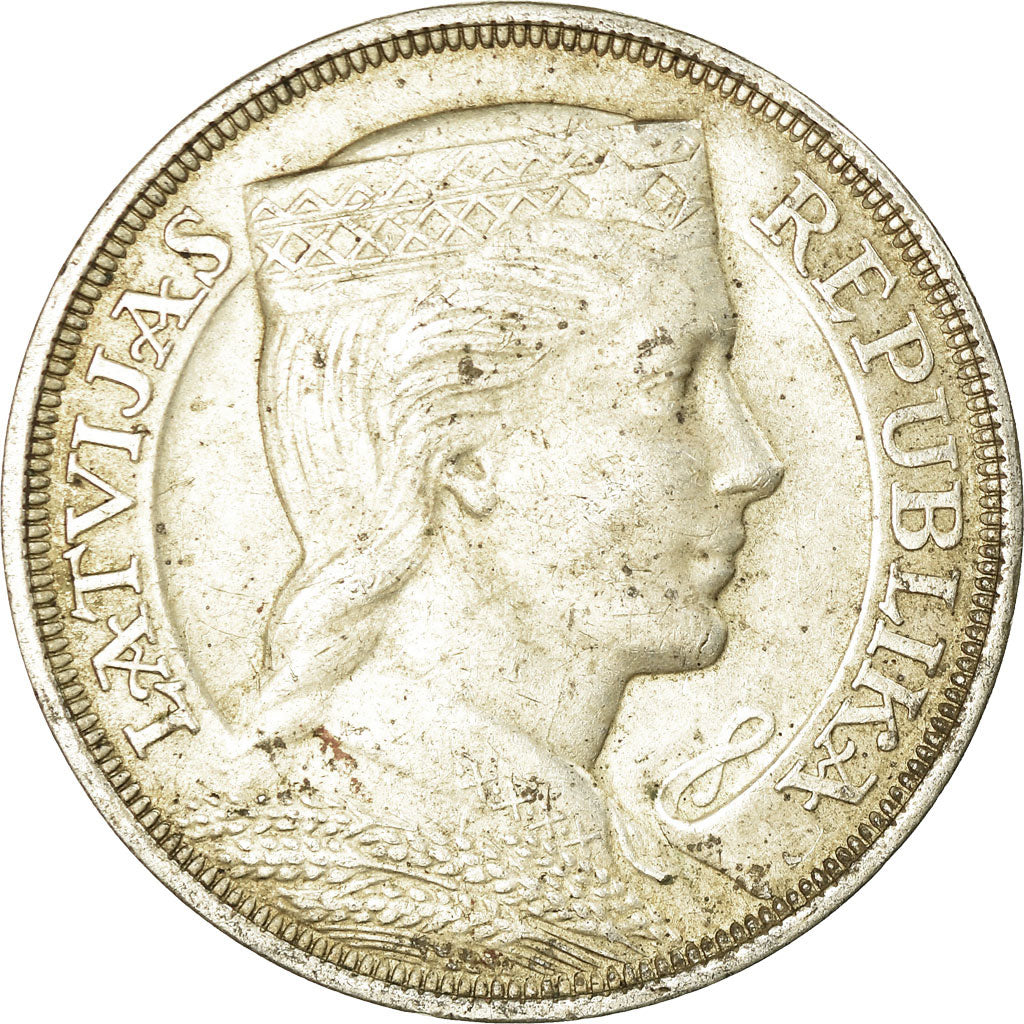Coin, Latvia, 5 Lati, 1931, AU(50-53), Silver, KM:9