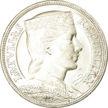 Moeda, Letónia, 5 Lati, 1931, AU(55-58), Prata, KM:9