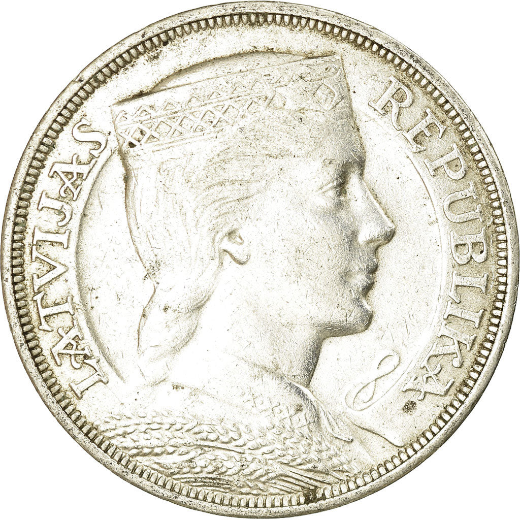 Coin, Latvia, 5 Lati, 1931, AU(55-58), Silver, KM:9