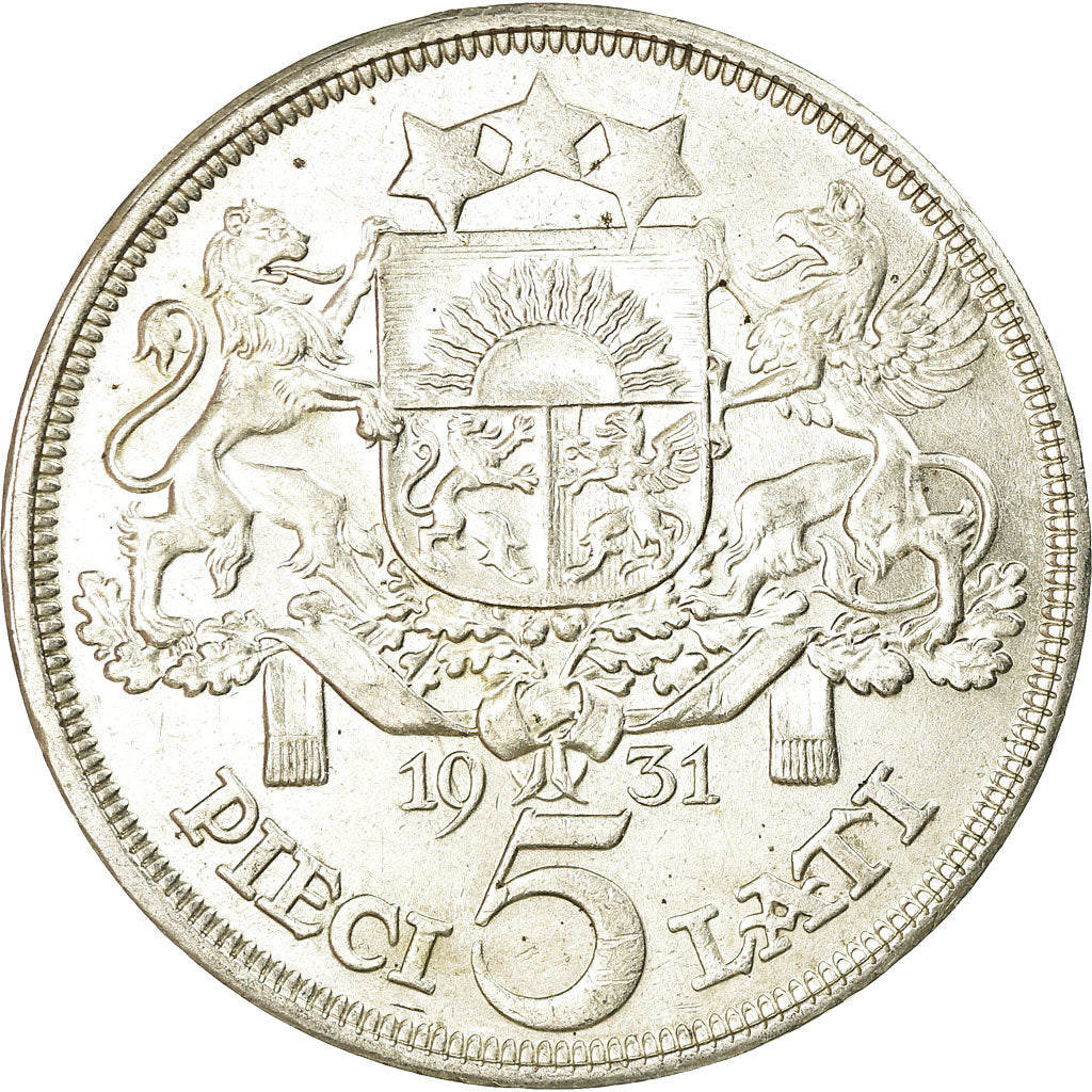 Münze, Latvia, 5 Lati, 1931, VZ, Silber, KM:9
