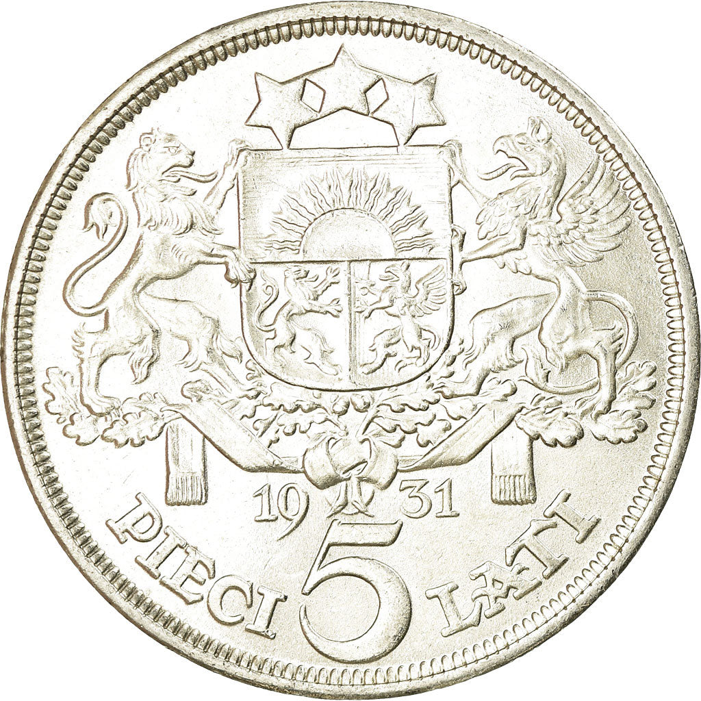 Münze, Latvia, 5 Lati, 1931, VZ, Silber, KM:9