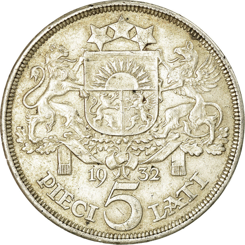 Münze, Latvia, 5 Lati, 1932, SS, Silber, KM:9