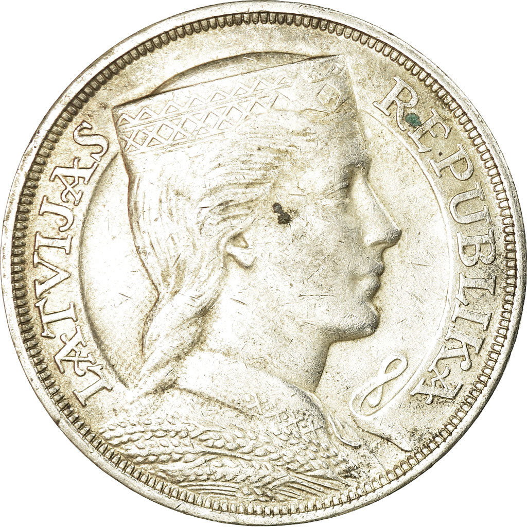 Moneta, Lettonia, 5 Lati, 1932, BB+, Argento, KM:9