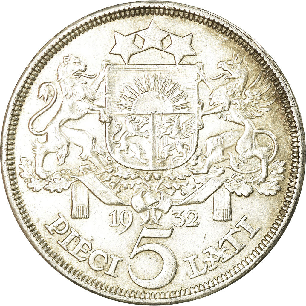 Moneta, Lettonia, 5 Lati, 1932, BB+, Argento, KM:9