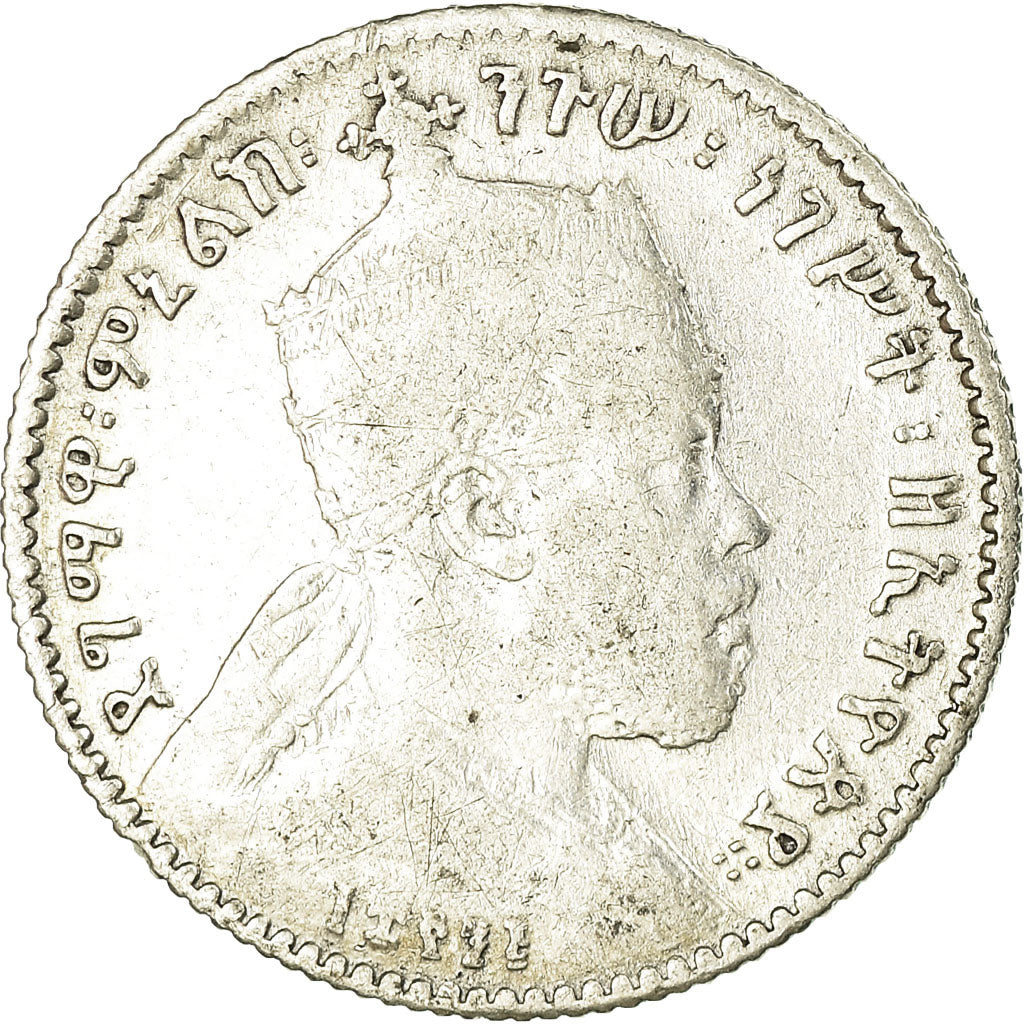 Monnaie, Éthiopie, Menelik II, Gersh, 1903, Paris, B+, Argent, KM:12