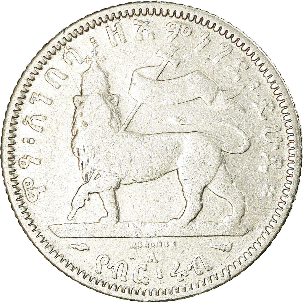 Coin, Ethiopia, Menelik II, 1/4 Birr, 1902, Paris, VF(20-25), Silver, KM:3