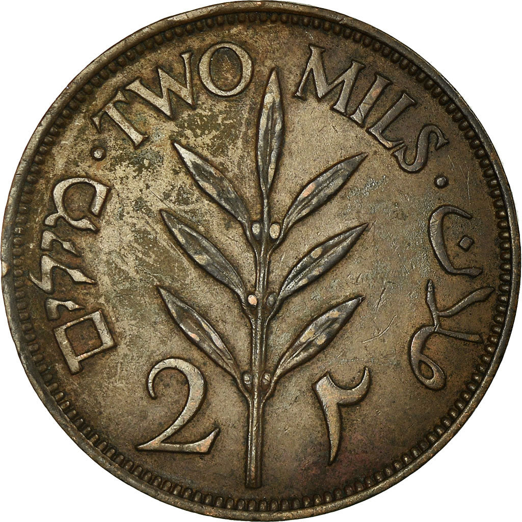 Moneta, Palestina, 2 Mils, 1941, SPL-, Bronzo, KM:2