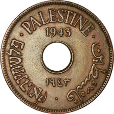 Coin, Palestine, 10 Mils, 1943, AU(50-53), Bronze, KM:4a