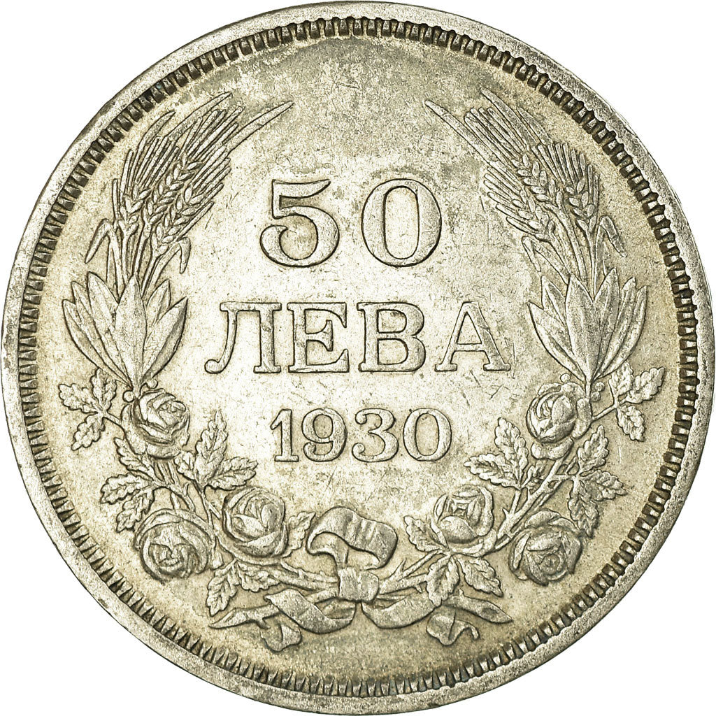 Moneda, Bulgaria, 50 Leva, 1930, Budapest, Hungary, MBC+, Plata, KM:42