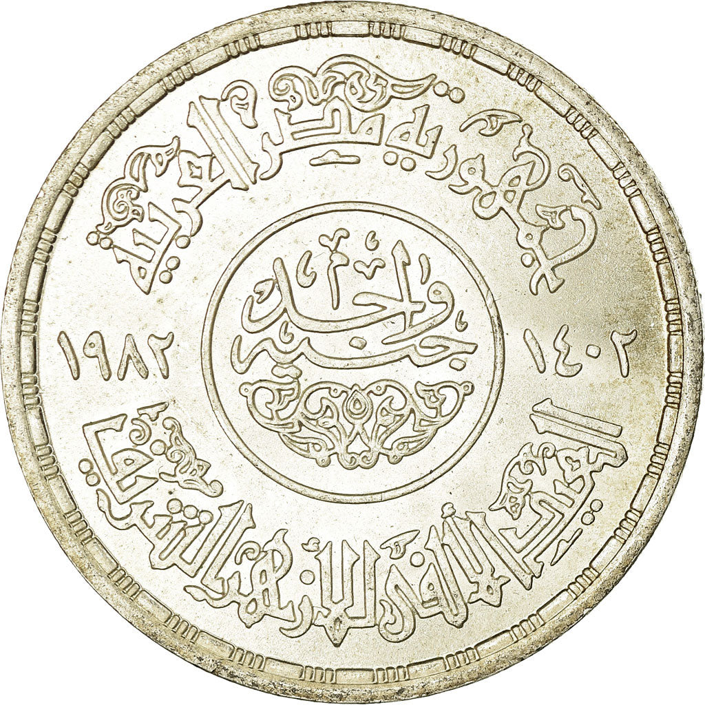 Moneda, Egipto, Pound, 1982, SC, Plata, KM:540