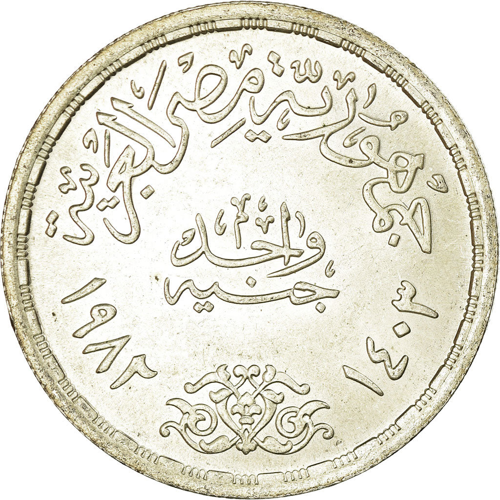 Moneda, Egipto, Pound, 1982, SC, Plata, KM:542