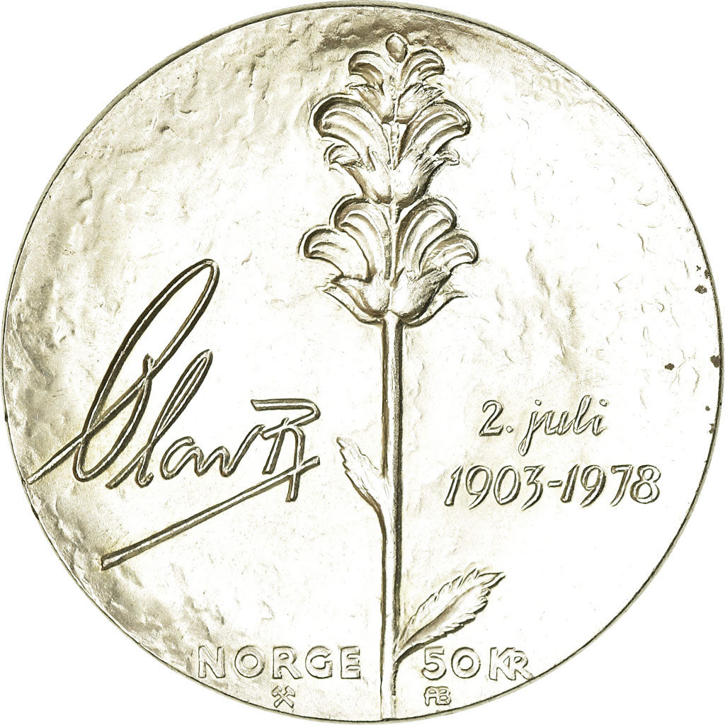 Moneta, Norvegia, Olav V, 50 Kroner, 1978, SPL, Argento, KM:424