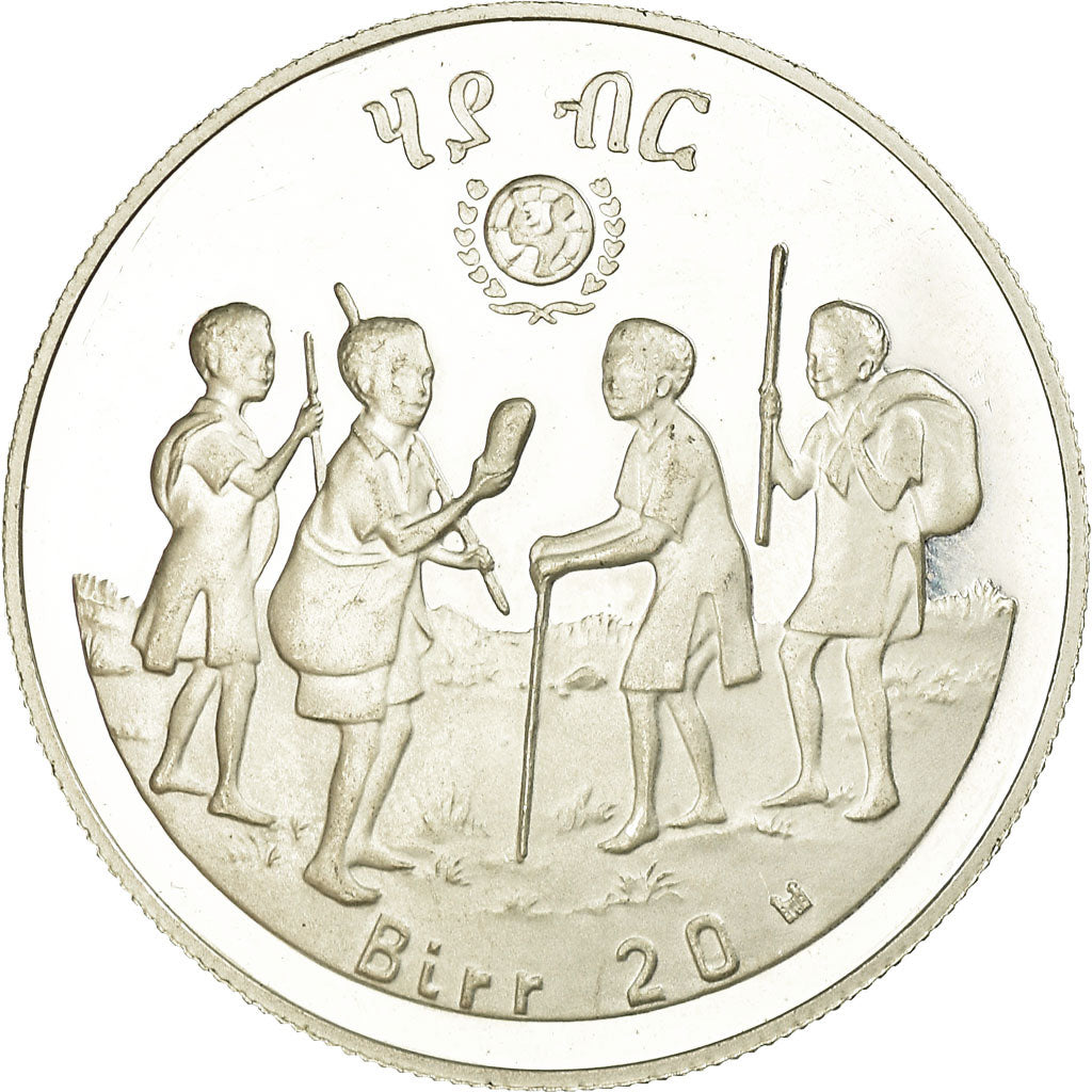 Coin, Ethiopia, 20 Birr, 1980, Paris, MS(63), Silver, KM:54