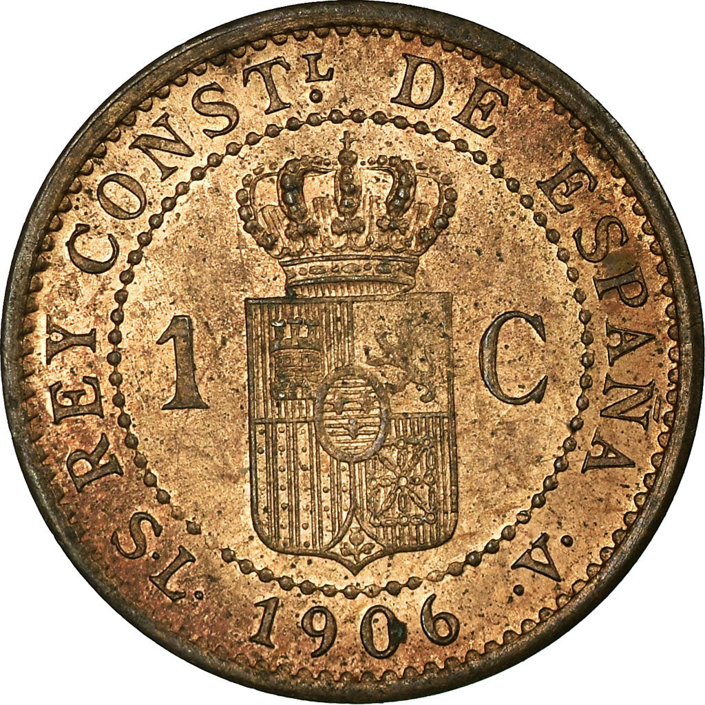 Moneta, Spagna, Alfonso XIII, Centimo, 1906, Madrid, FDC, Bronzo, KM:726