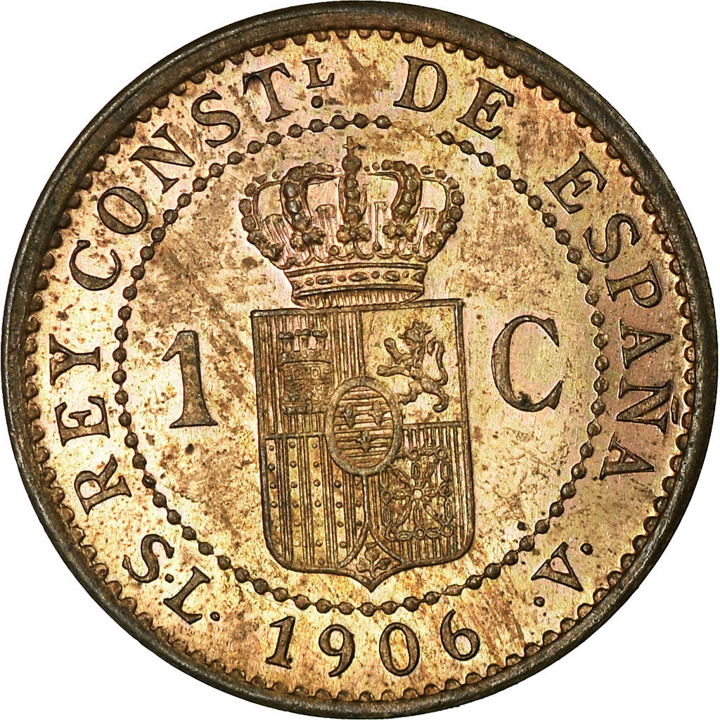 Moneda, España, Alfonso XIII, Centimo, 1906, Madrid, FDC, Bronce, KM:726
