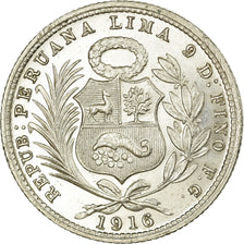 Münze, Peru, 1/5 Sol, 1916, Lima, UNZ, Silber, KM:205.2
