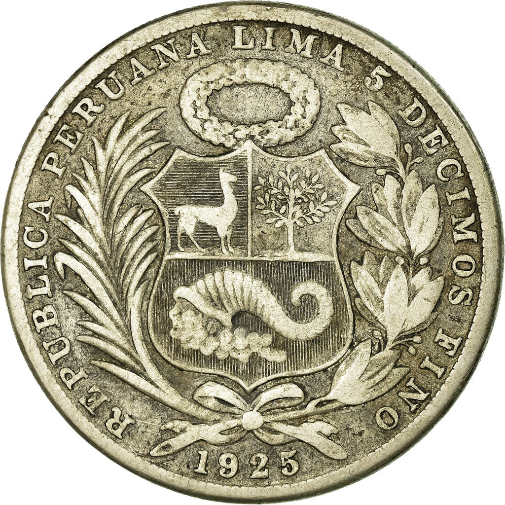 Moneta, Perù, Sol, 1925, Philadelphia, MB+, Argento, KM:218.1