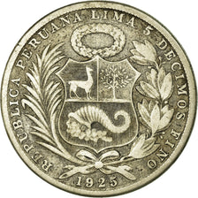 Moneta, Perù, Sol, 1925, Philadelphia, MB+, Argento, KM:218.1