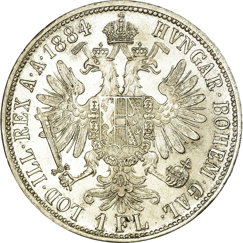 Coin, Austria, Franz Joseph I, Florin, 1884, MS(60-62), Silver, KM:2222