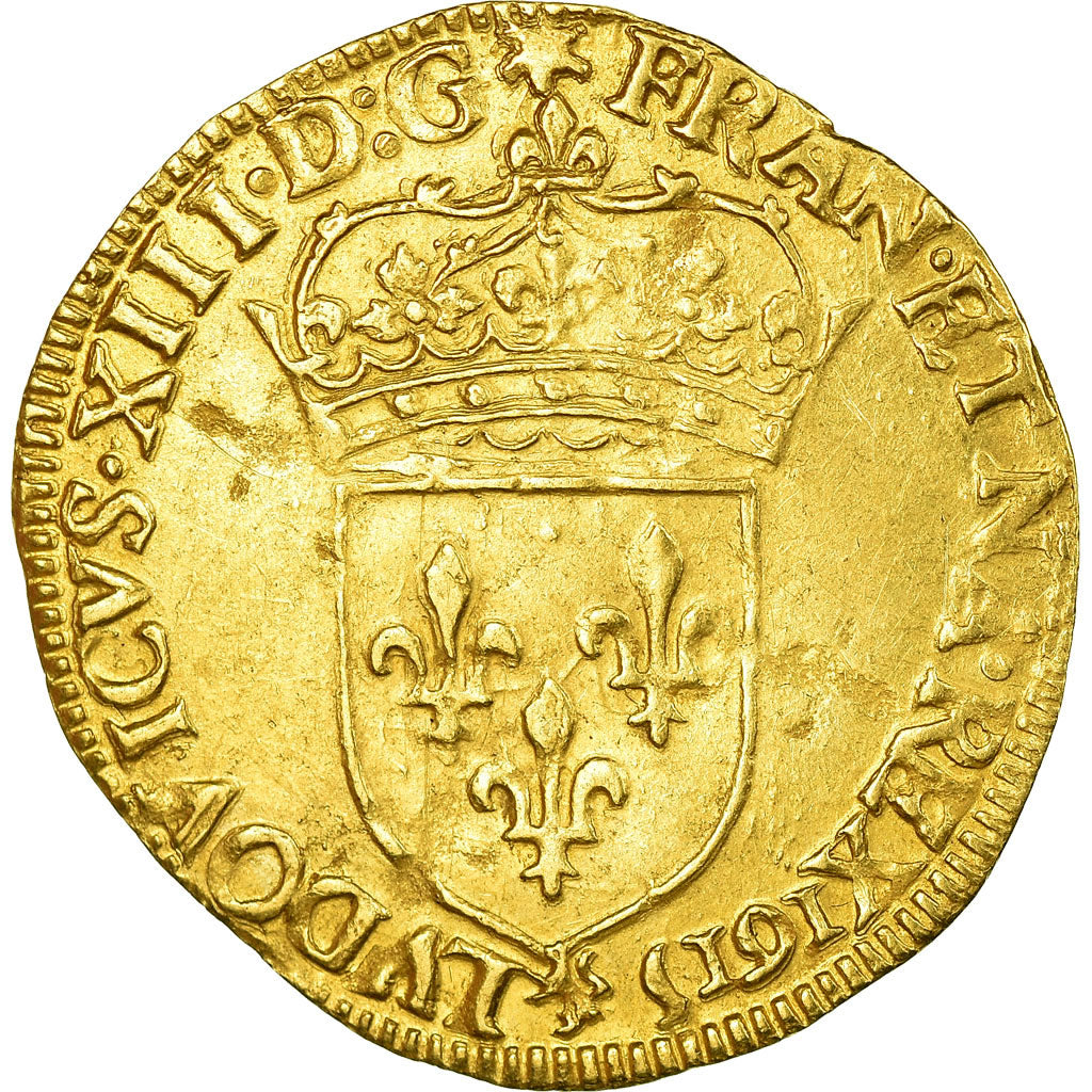Moneta, Francia, Louis XIII, Écu d'or, Ecu d'or, 1615, Paris, BB+, Oro