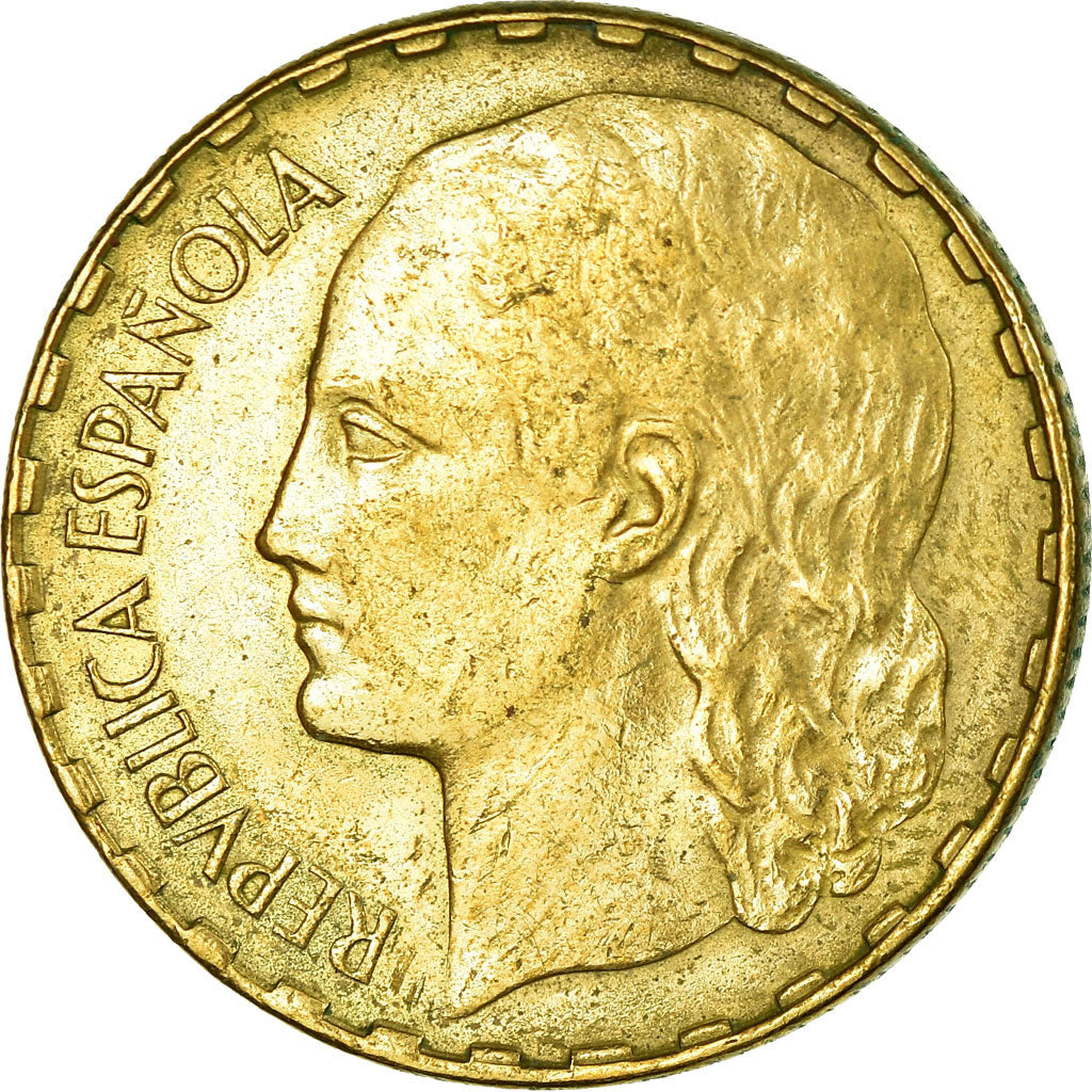Coin, Spain, Peseta, 1937, Madrid, AU(50-53), Brass, KM:755
