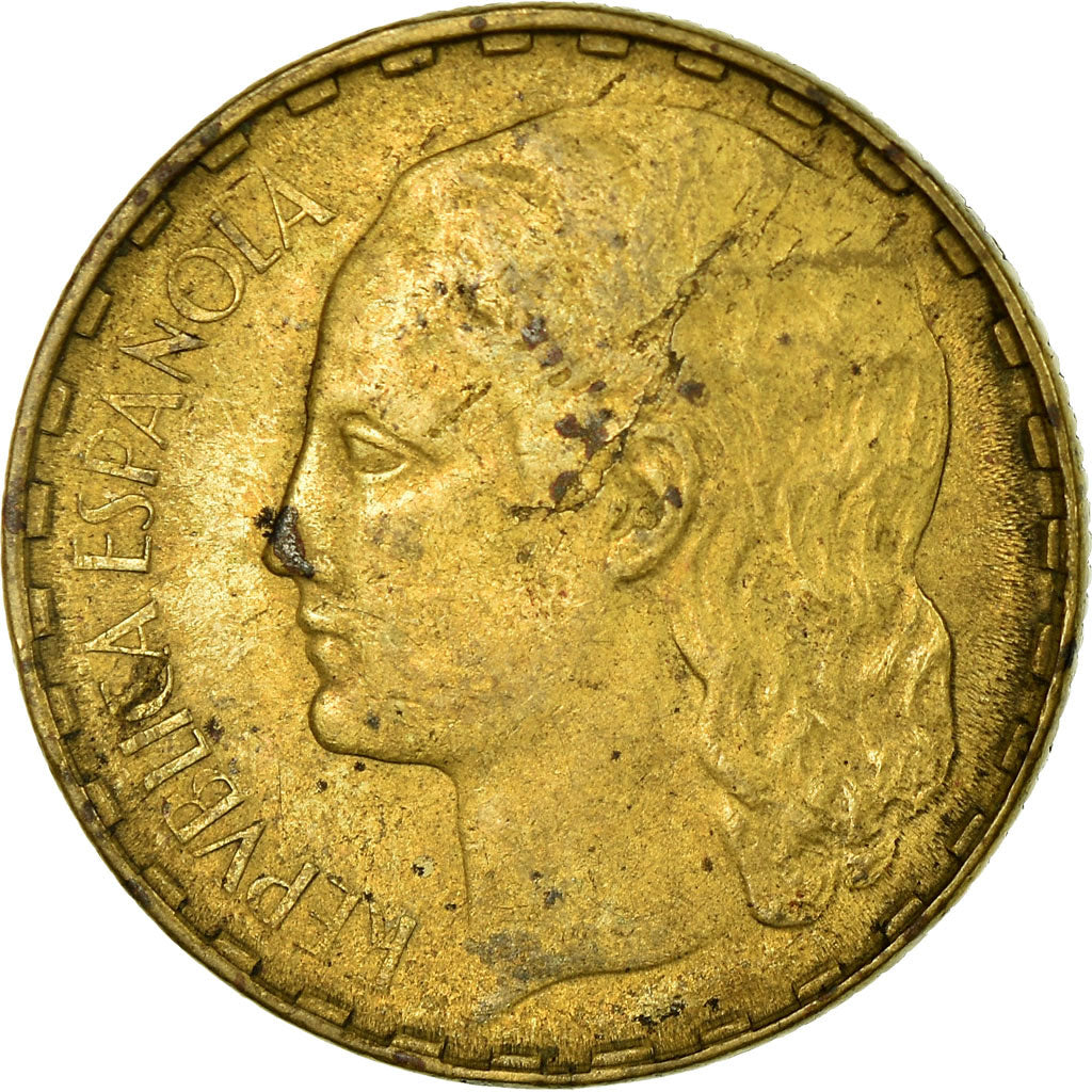 Moneta, Spagna, Peseta, 1937, Madrid, BB+, Ottone, KM:755