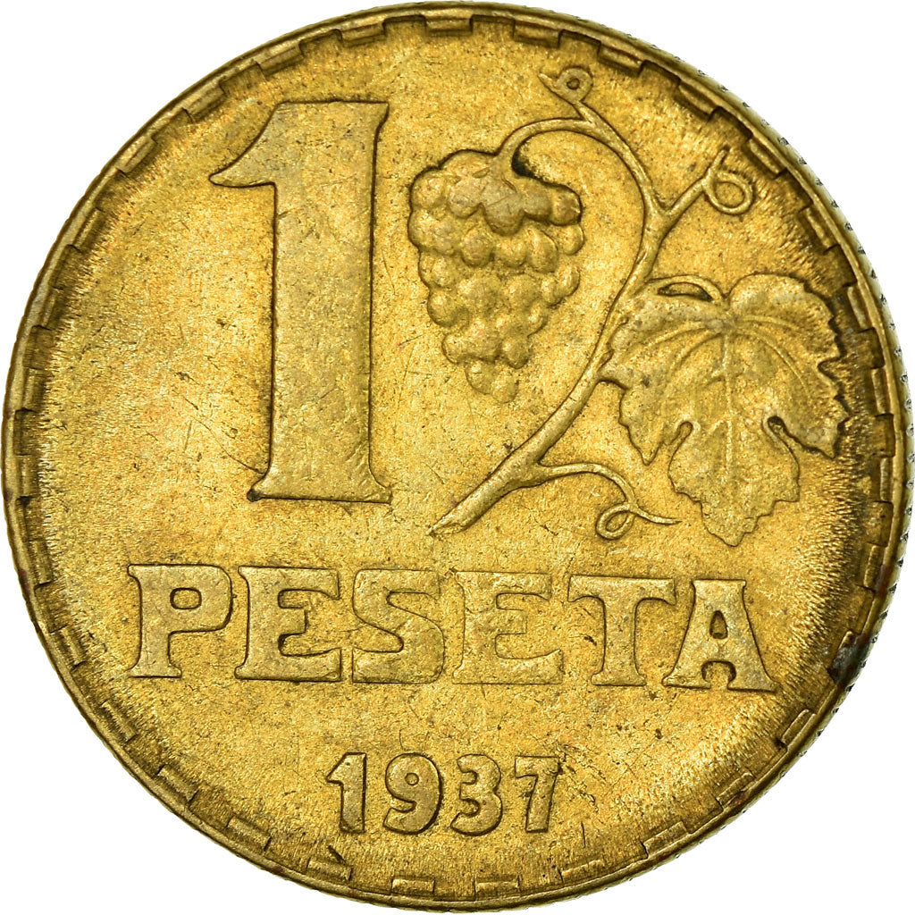 Moneta, Spagna, Peseta, 1937, Madrid, BB+, Ottone, KM:755