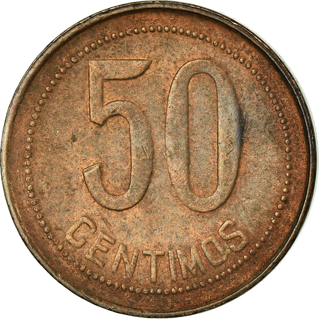 Coin, Spain, 50 Centimos, 1937, Madrid, AU(55-58), Copper, KM:754.1