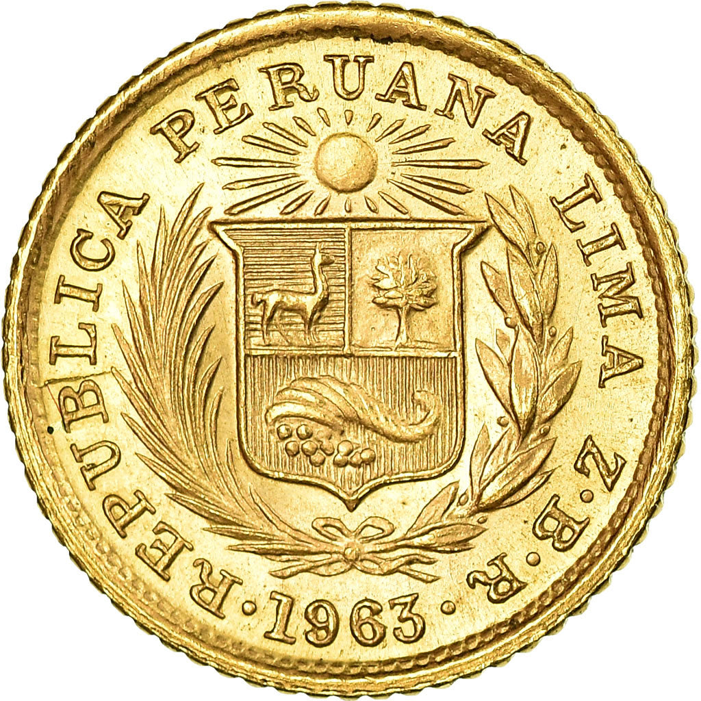 Moneta, Perù, 1/5 Libra, Pound, 1963, Lima, SPL, Oro, KM:210