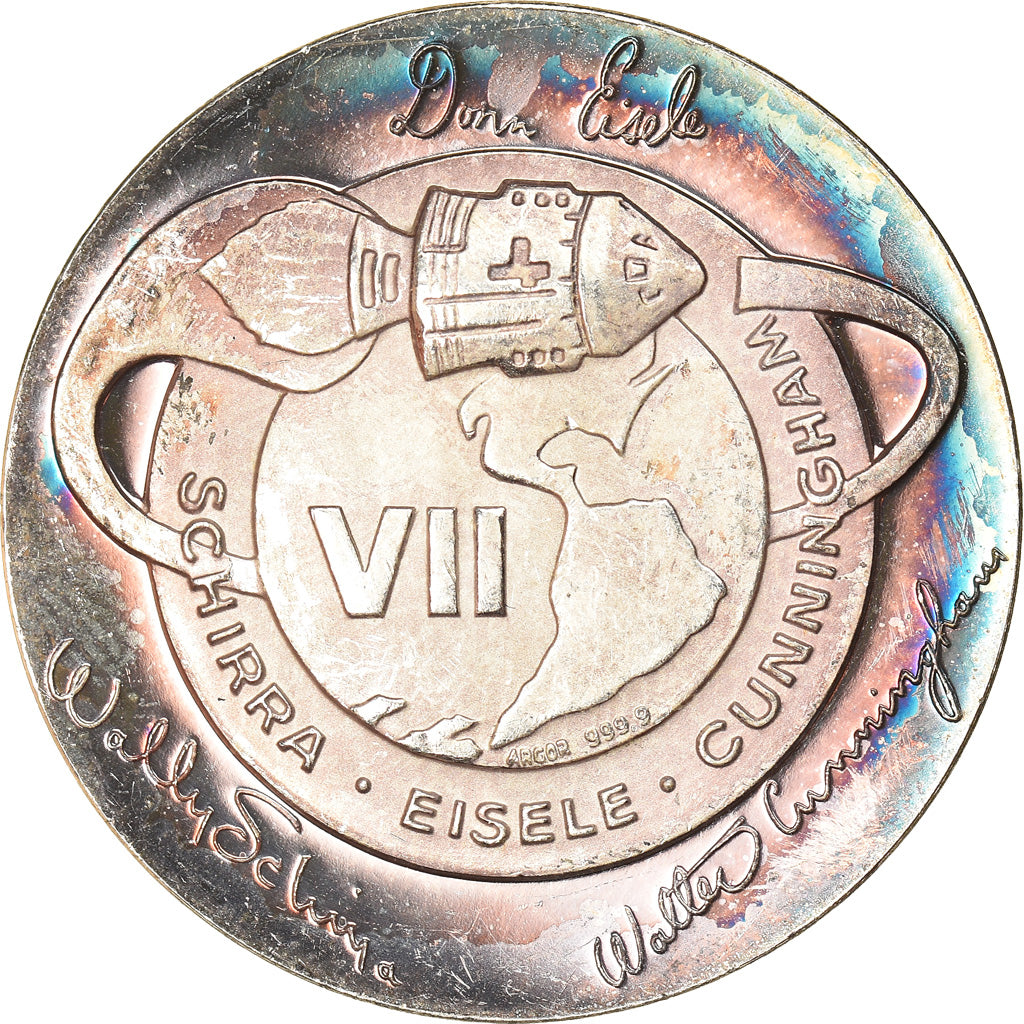 Switzerland, Medal, Apollo VII, Schirra, Eisele, Cunningham, Sciences &
