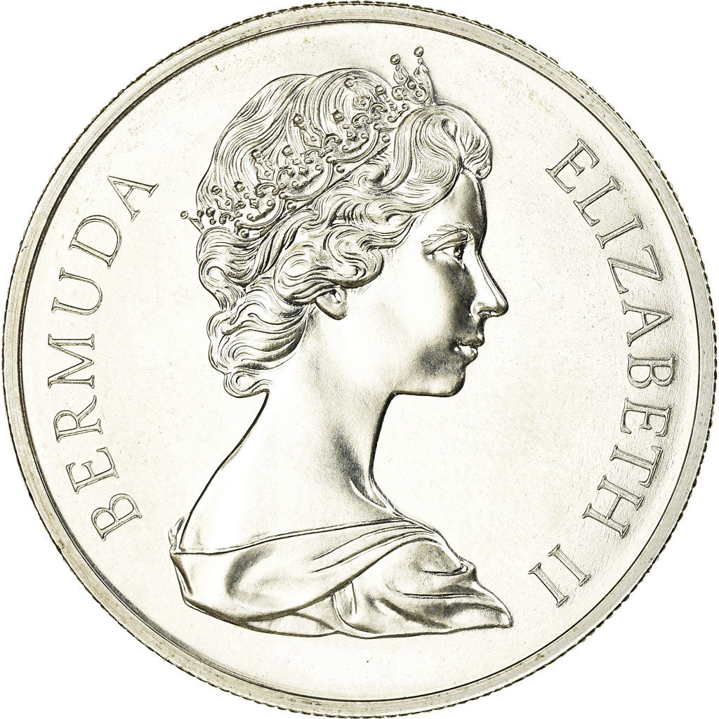 Coin, Bermuda, Elizabeth II, Dollar, 1972, MS(60-62), Silver, KM:22