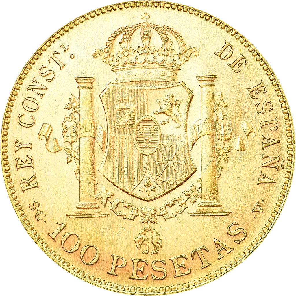 Coin, Spain, Alfonso XIII, 100 Pesetas, 1961, Madrid, MS(60-62), Red Gold