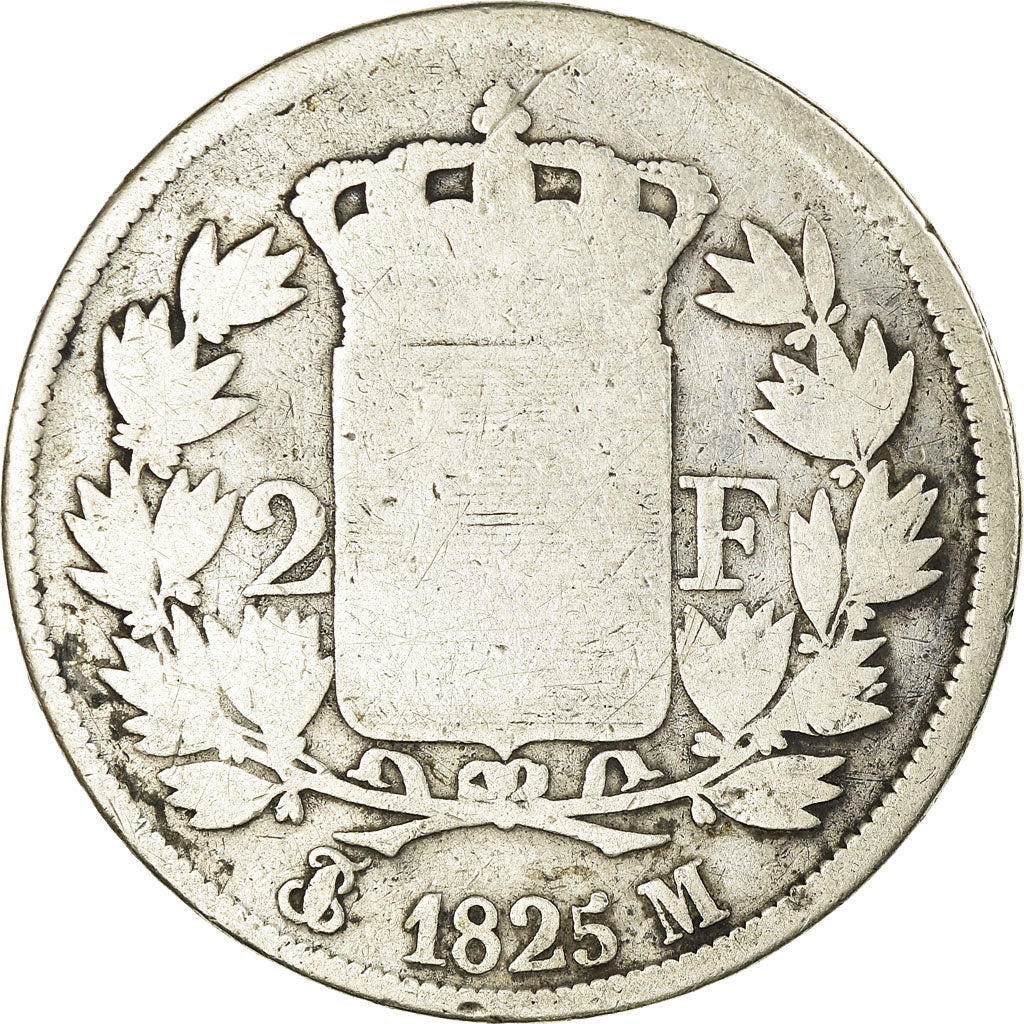 Moneta, Francia, Charles X, 2 Francs, 1825, Toulouse, B+, Argento, KM:725.9