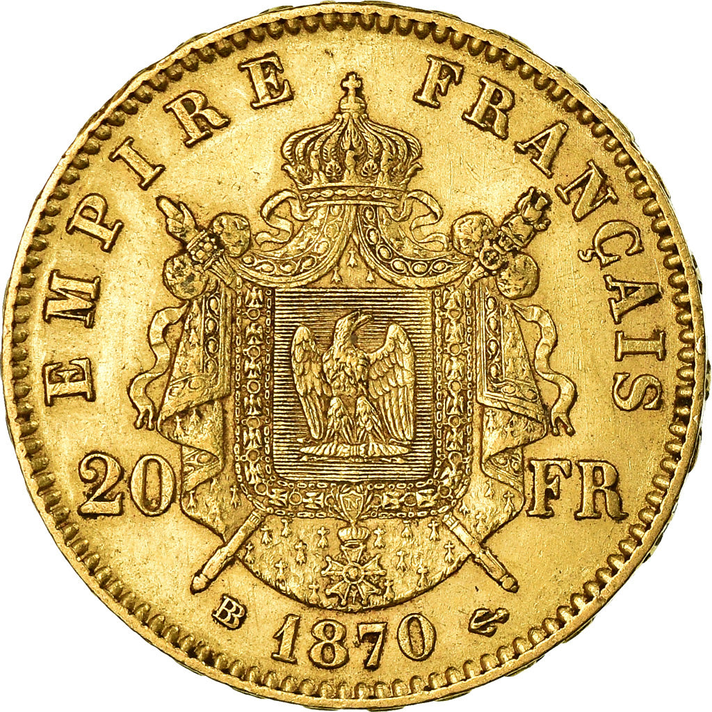 Moneta, Francja, Napoleon III, Napoléon III, 20 Francs, 1870, Strasbourg
