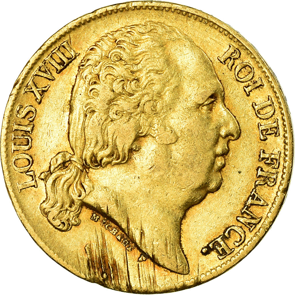 Coin, France, Louis XVIII, Louis XVIII, 20 Francs, 1818, Paris, VF(20-25), Gold