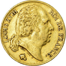 Monnaie, France, Louis XVIII, Louis XVIII, 20 Francs, 1818, Paris, TB+, Or