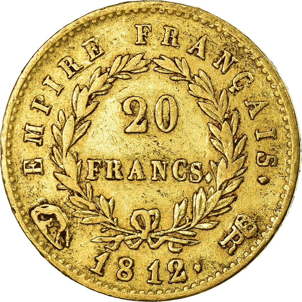 Moneta, Francja, Napoléon I, 20 Francs, 1812, Roma, EF(40-45), Złoto, KM:695.8