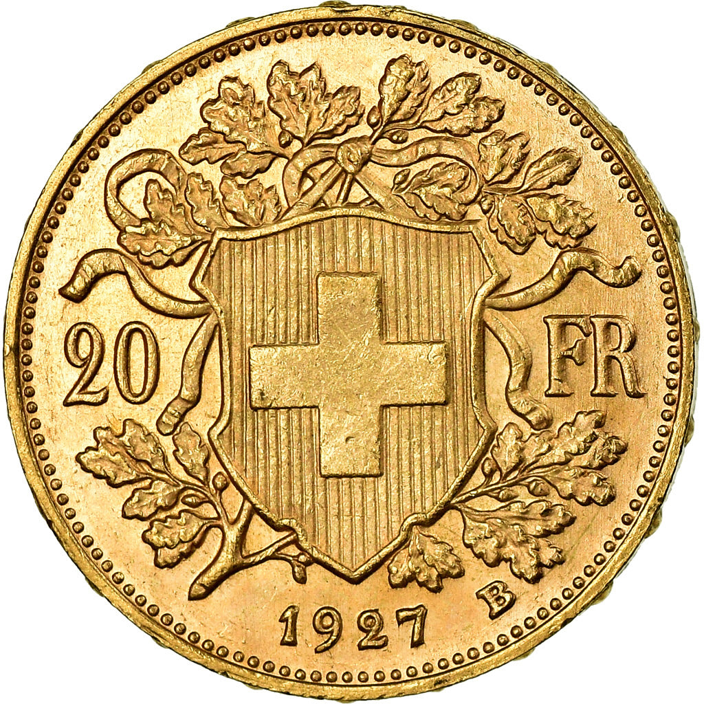 Moneda, Suiza, 20 Francs, 1927, Bern, SC, Oro, KM:35.1