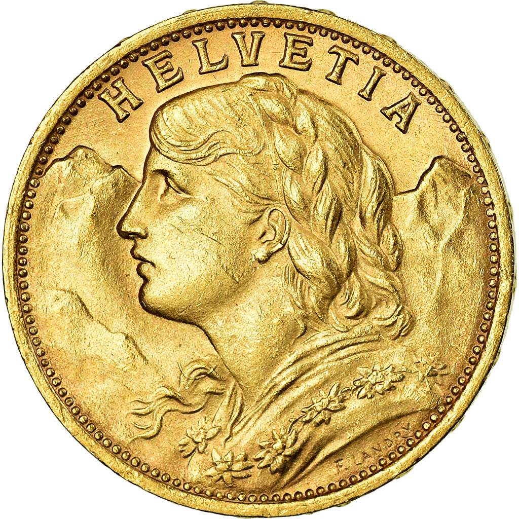 Moneda, Suiza, 20 Francs, 1927, Bern, SC, Oro, KM:35.1